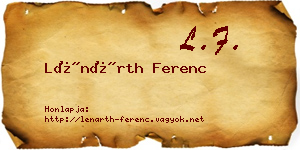 Lénárth Ferenc névjegykártya